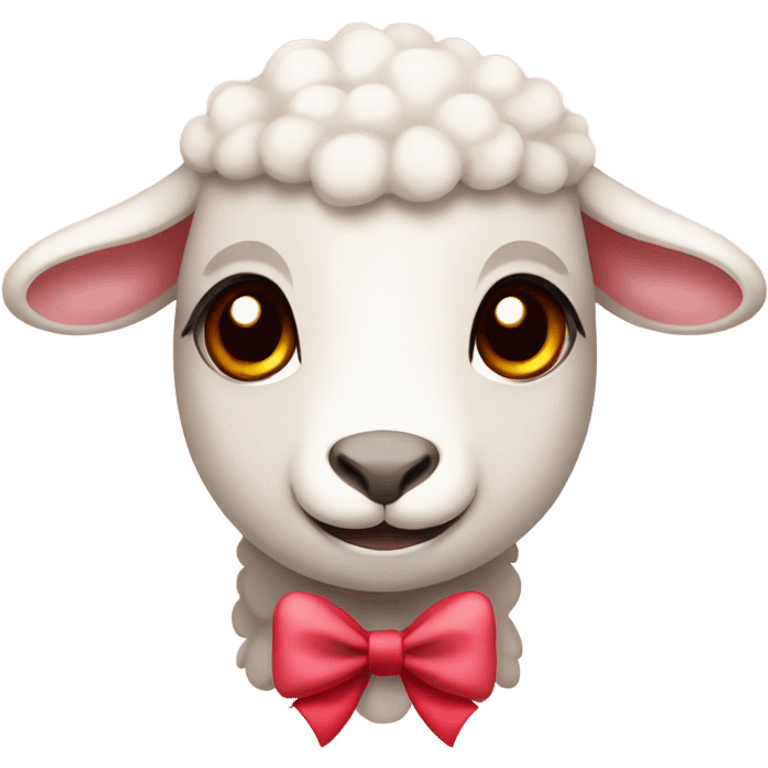 lamb with red eyes and pale pink bow  emoji