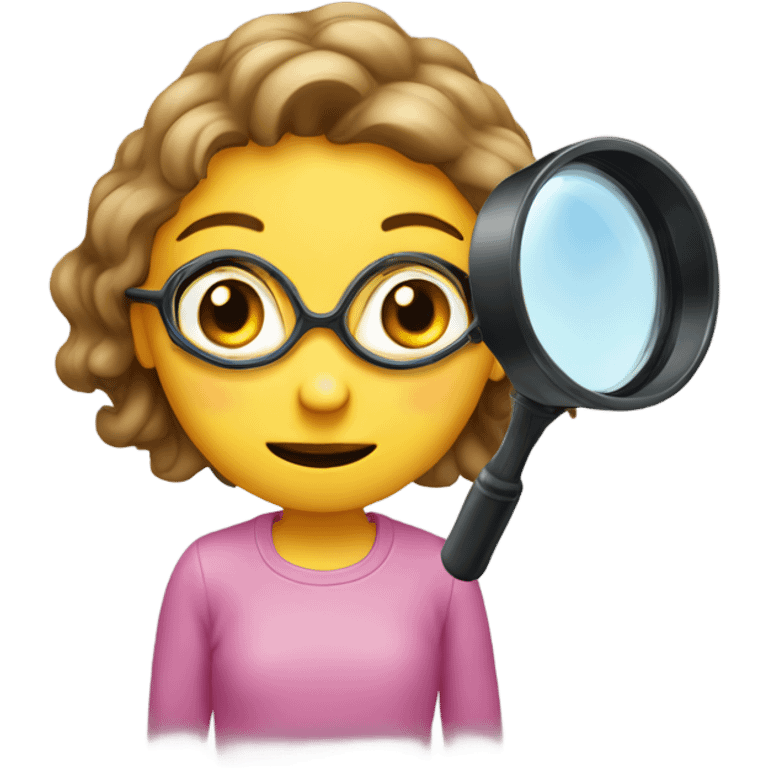 funny girl with loupe emoji