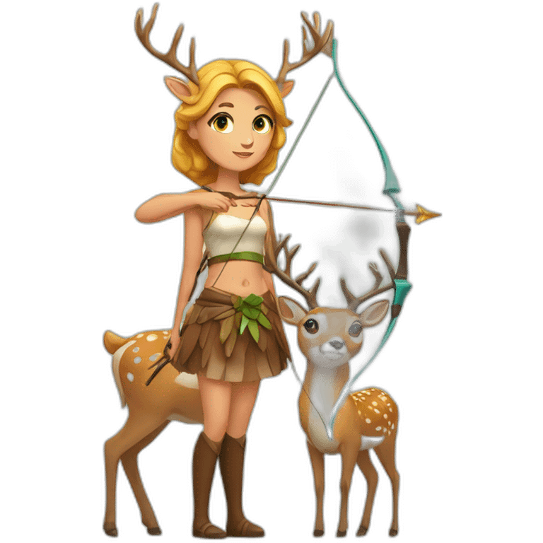 Artemis with her bow and her deer emoji