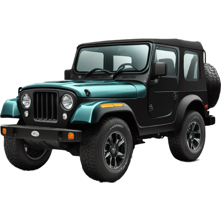 Mahindra thar aquamarine color black top emoji