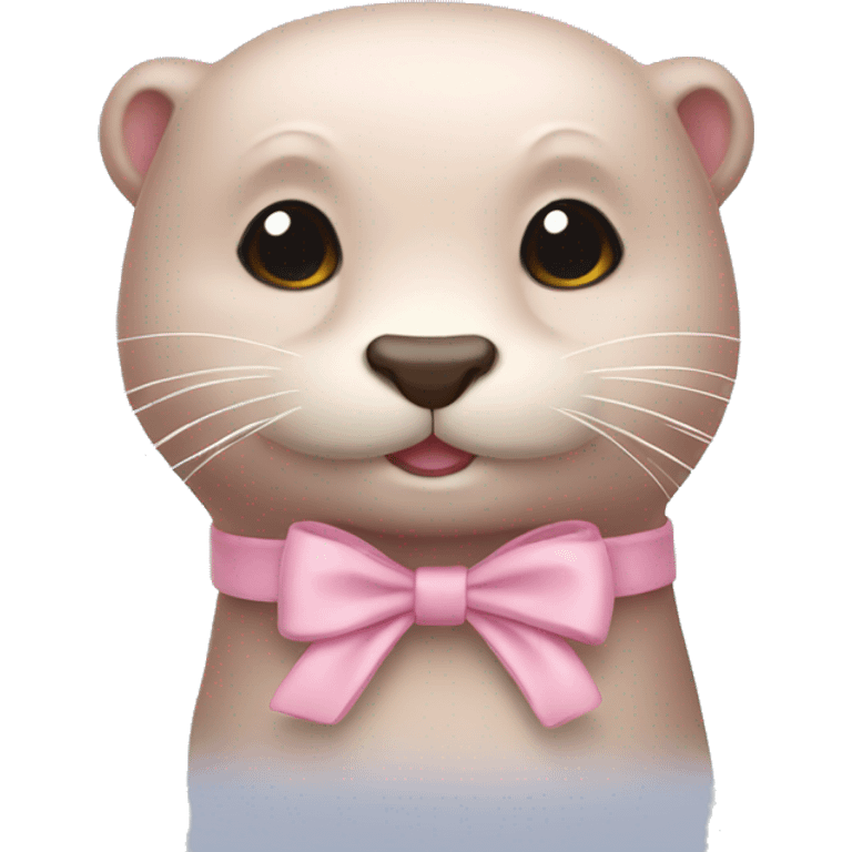 a light pink otter With a bow on the head emoji