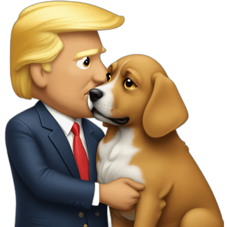 trump kissing a dog emoji