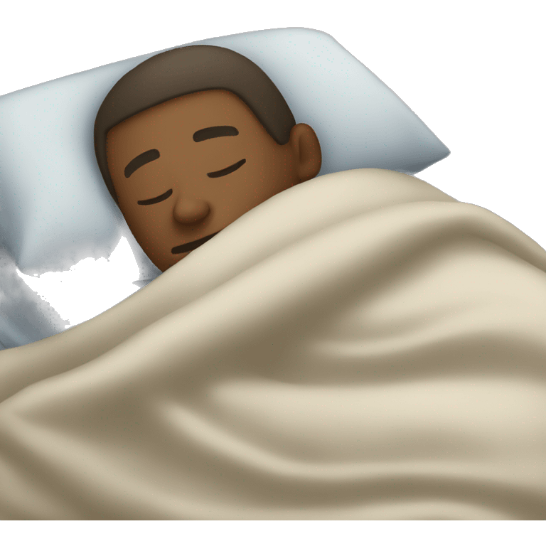 A man sleeping on a bed under a blanket emoji