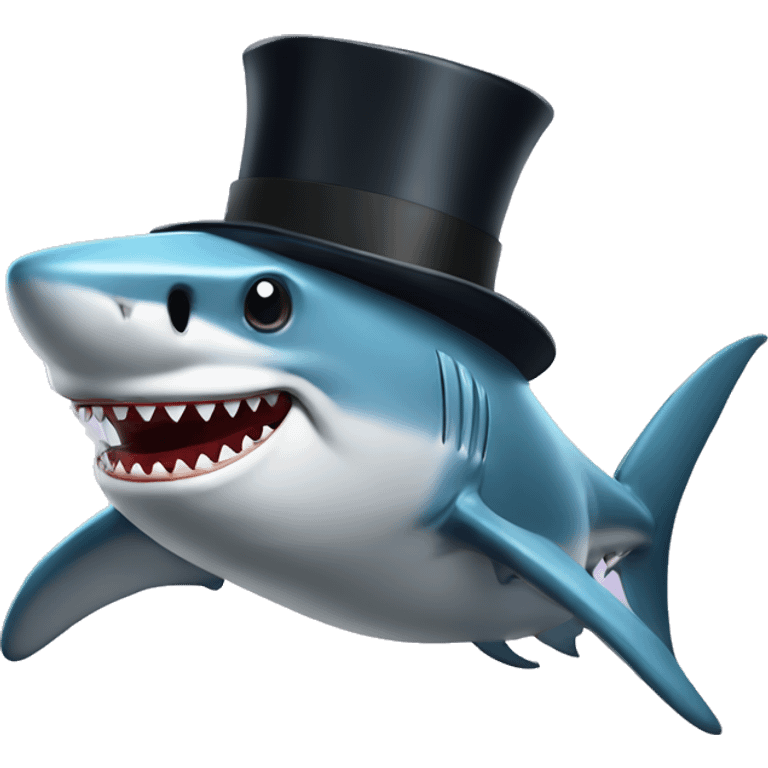 Shark with a top hat emoji