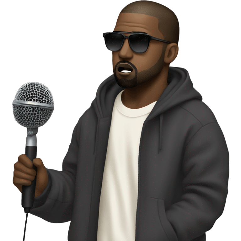 Kanye west holding a microphone emoji