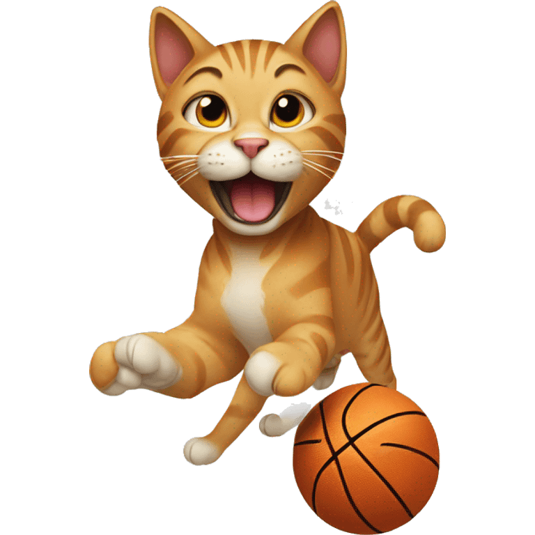 Cat is sking on a basketball  emoji