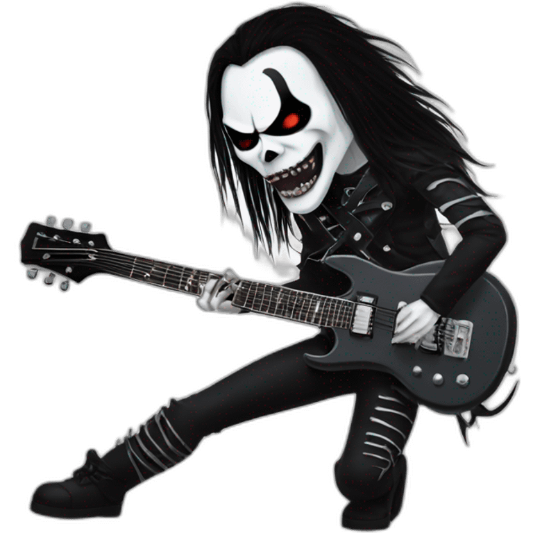 Black metal guitarist with corpse paint playing an electric guitar emoji