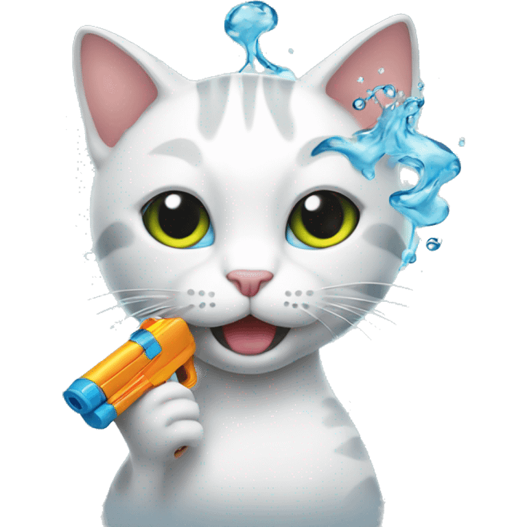 cat with water gun emoji