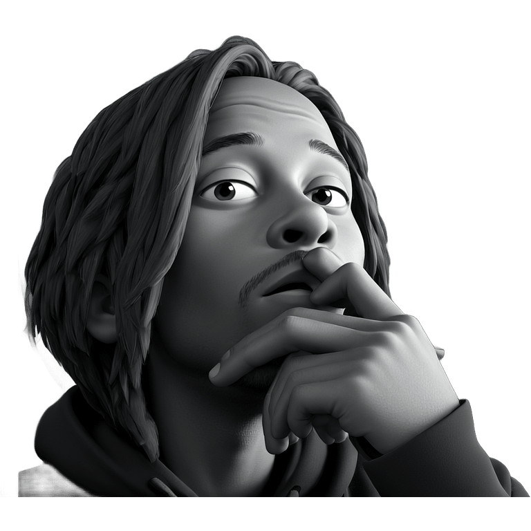 thoughtful boy in greyscale emoji