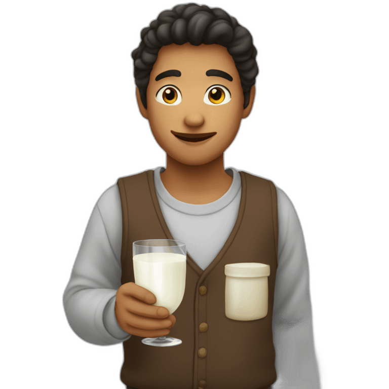 Yanderedev holding a wineglass of milk emoji