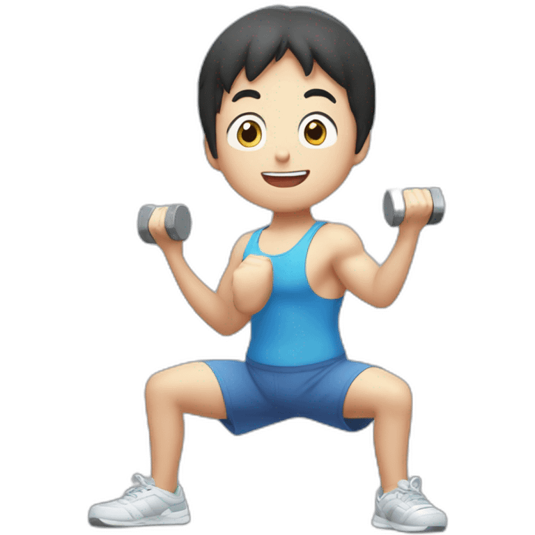 Doraemon workout at gym emoji