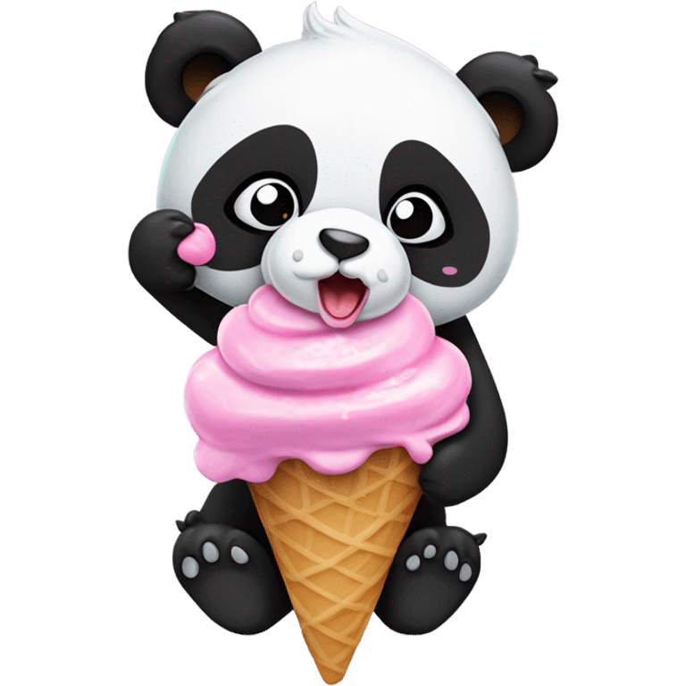 Panda eating ice cream emoji