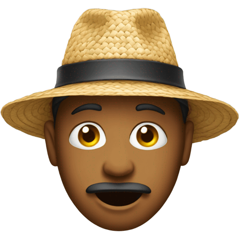 person with hat on w straw in his mouth emoji