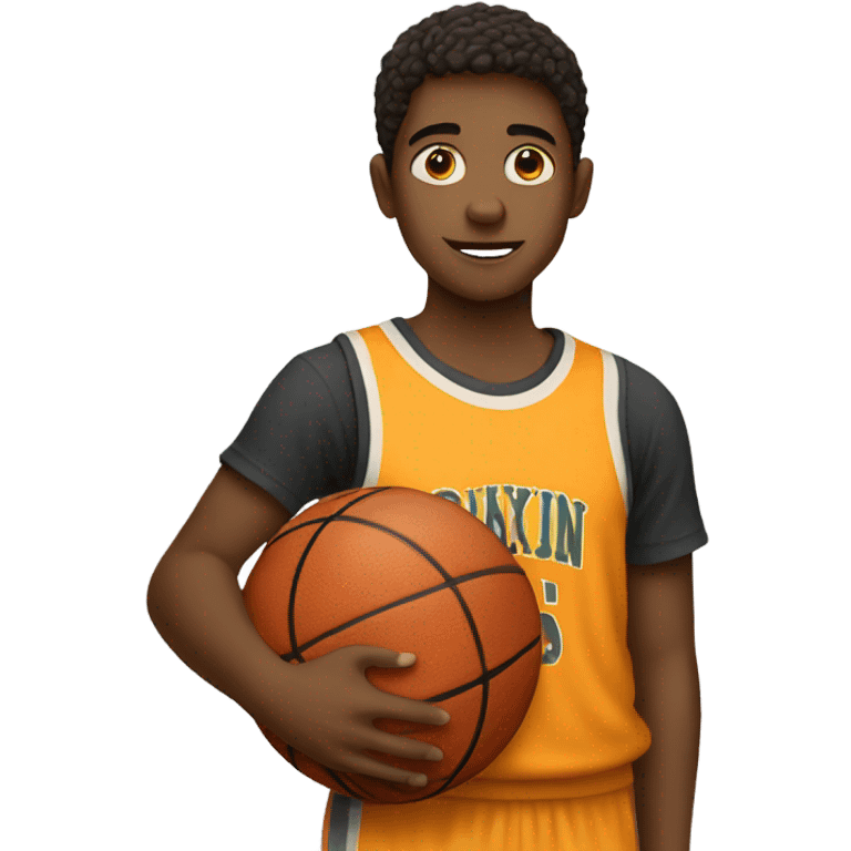 Boy holding basketball emoji