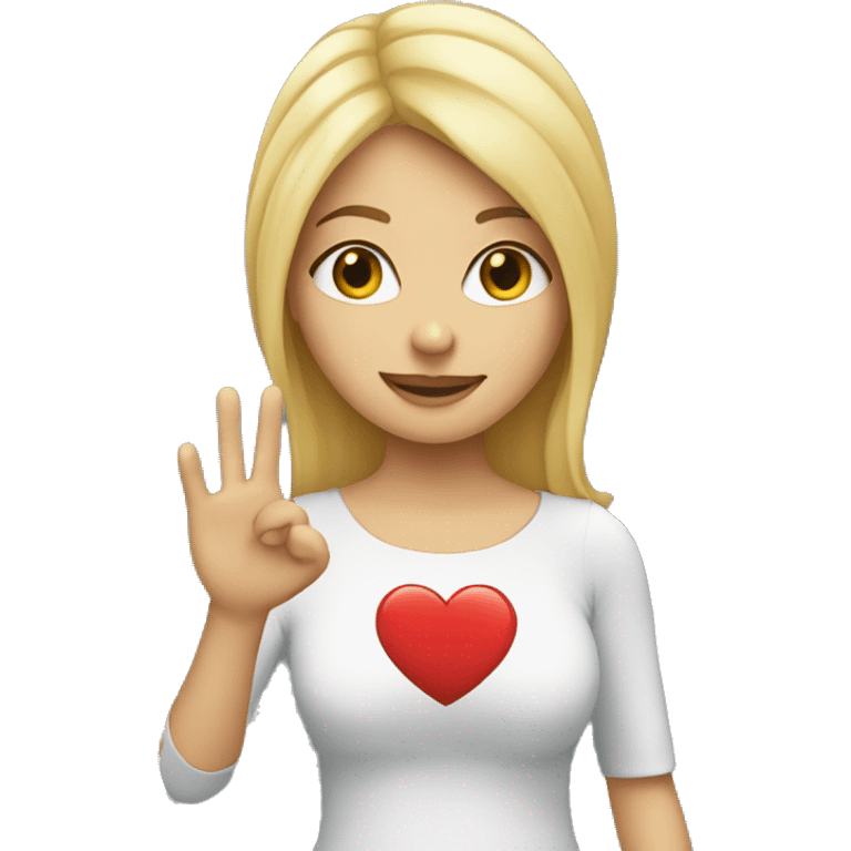 blonde girl holding i love you sign emoji