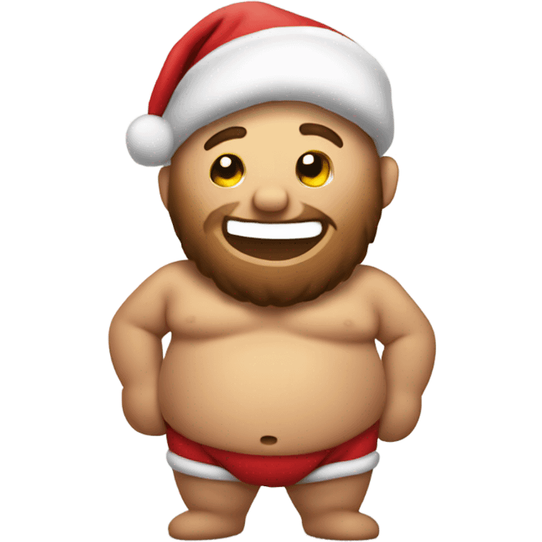 santa holding onto his hairy fat shirtless belly as he laughs emoji