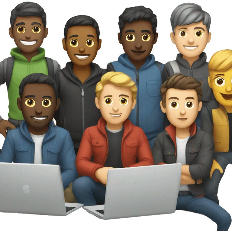 group of developers with a laptop emoji