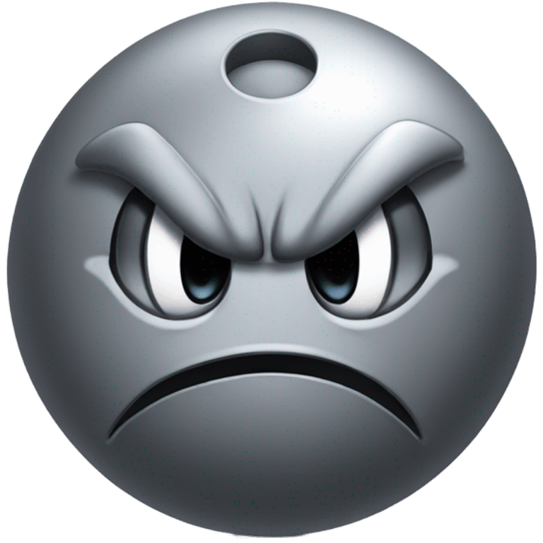 Metal cute mad Kirby bubble Gray ball driving on car wheels with mad eyebrows game emoji