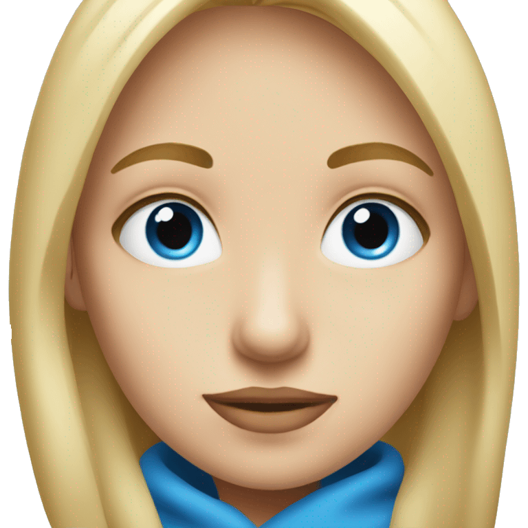 blonde girl portrait looking forward blue eyes emoji