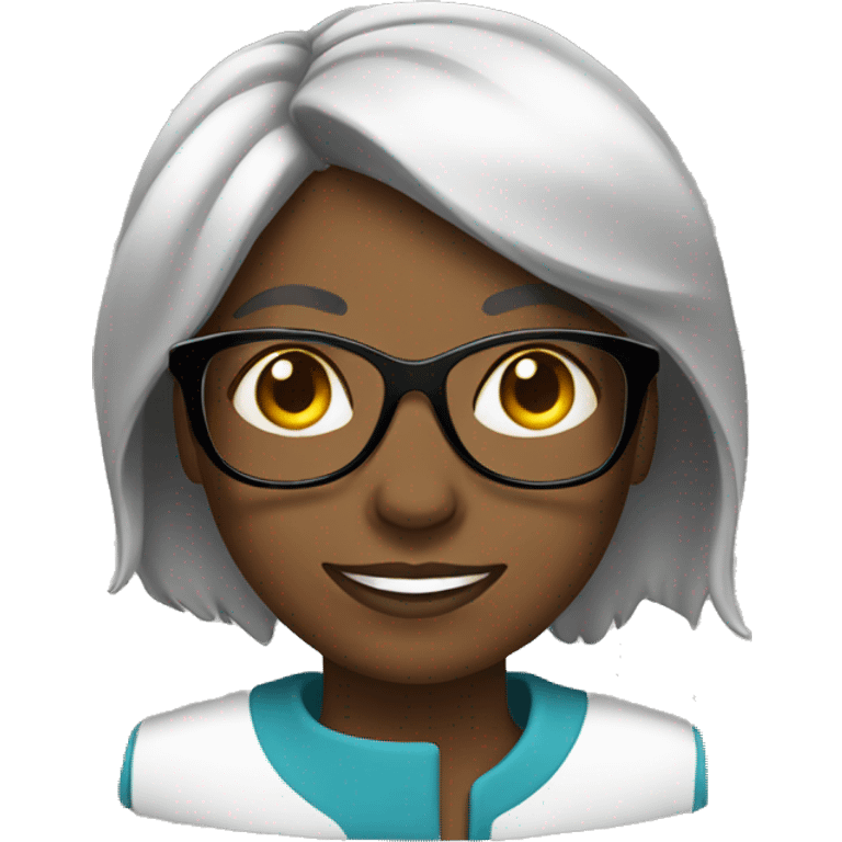 A black womannerd with glasses and smile emoji