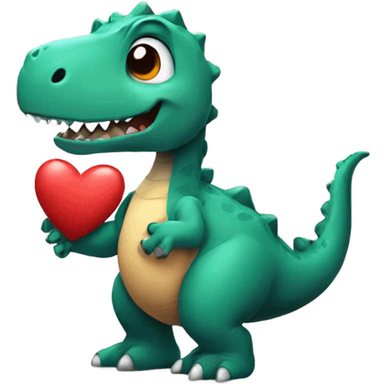 Dinosaur holding heart emoji