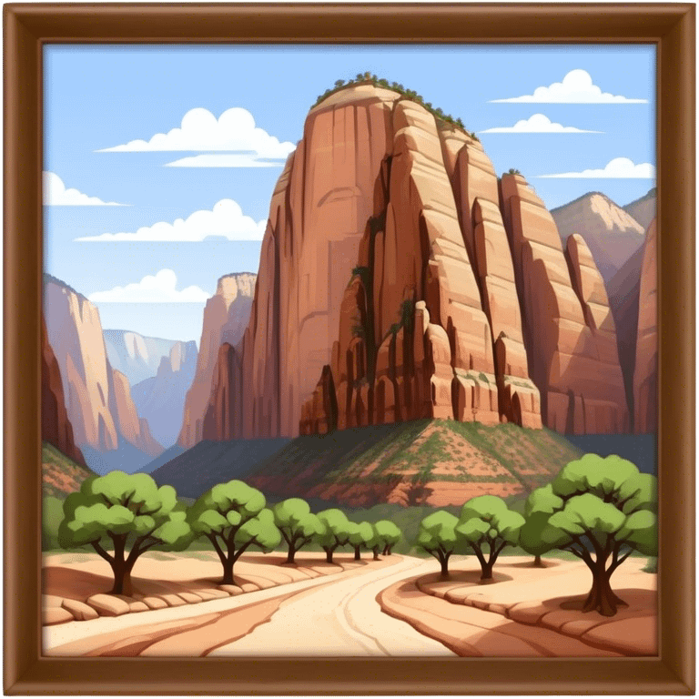 isometric exterior view of angels' landing rock formation, zion national park emoji