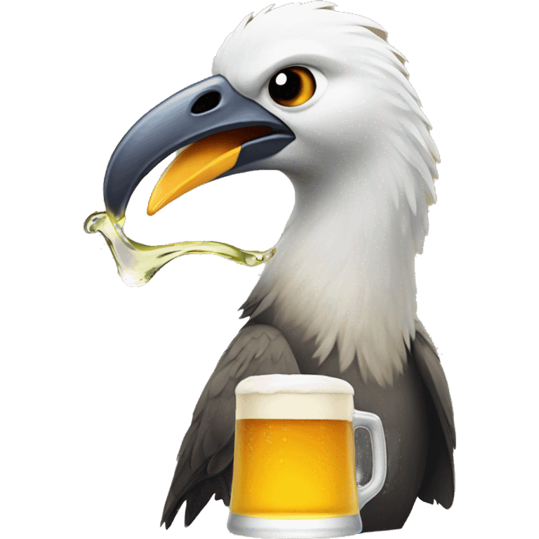 a bird drinking beer emoji