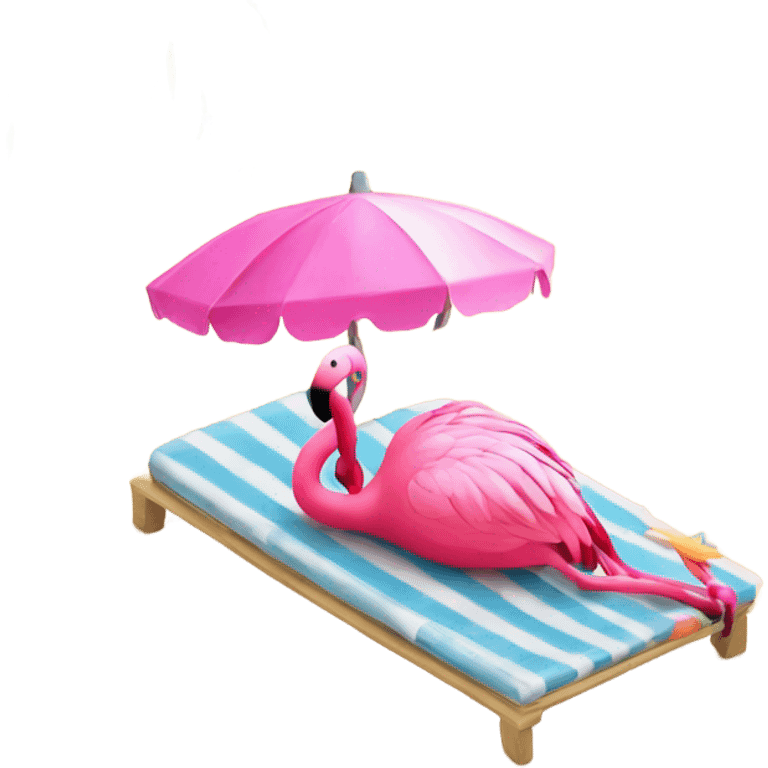 Beach with a palm tree and a flamingo  emoji