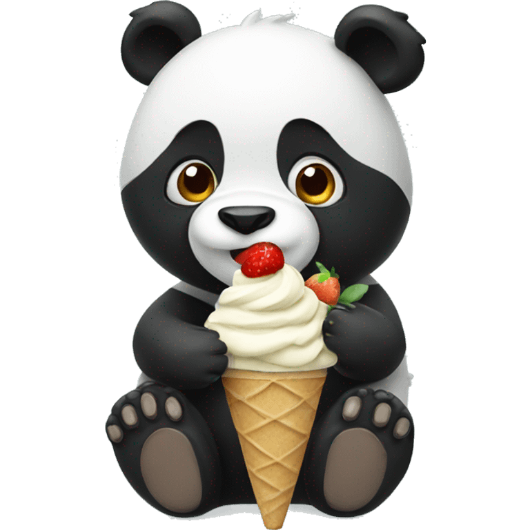 Panda eating ice cream emoji