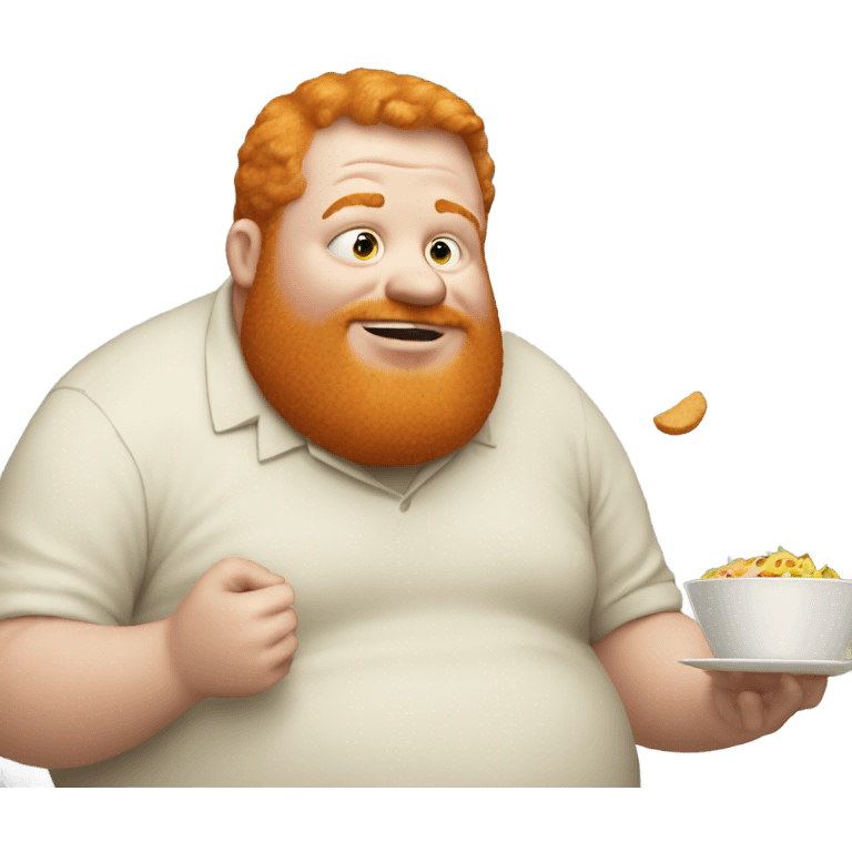 fat ginger man with no beard eating a lot of food  emoji