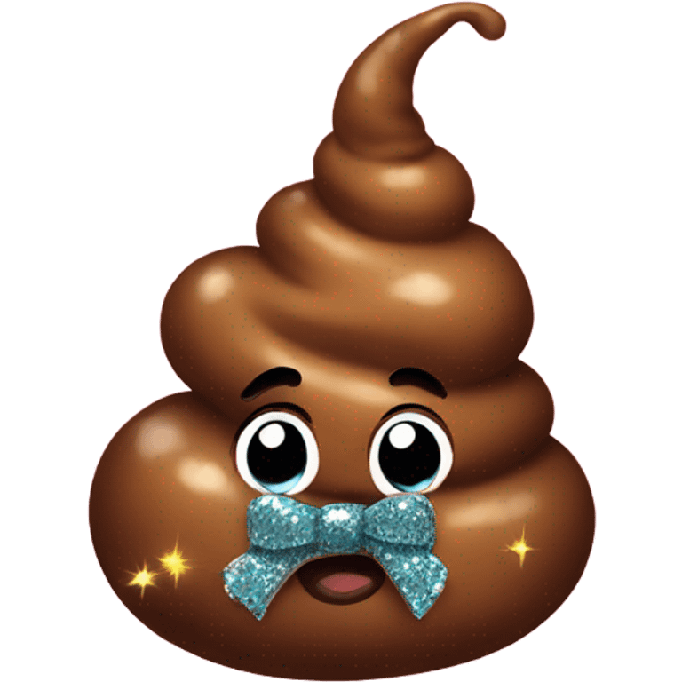 Poop with glitter and bow emoji