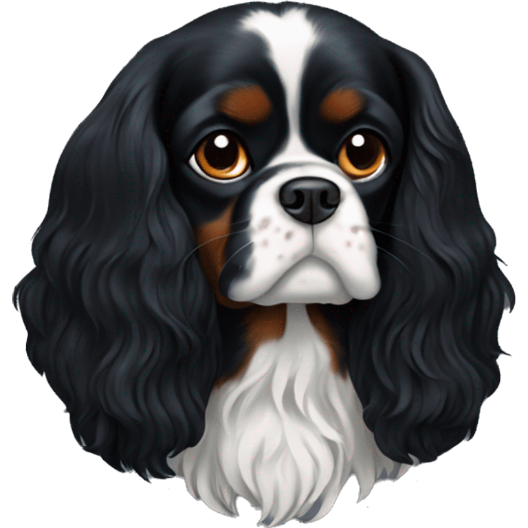 All black King Charles spaniel  emoji