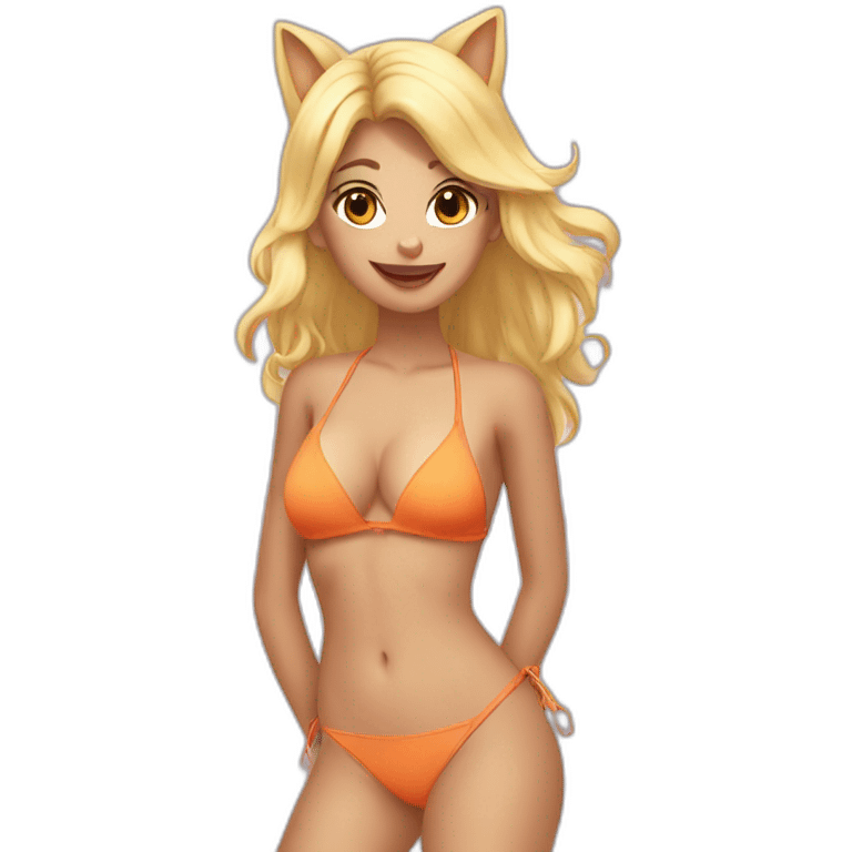 hot catgirl blonde swim suit emoji