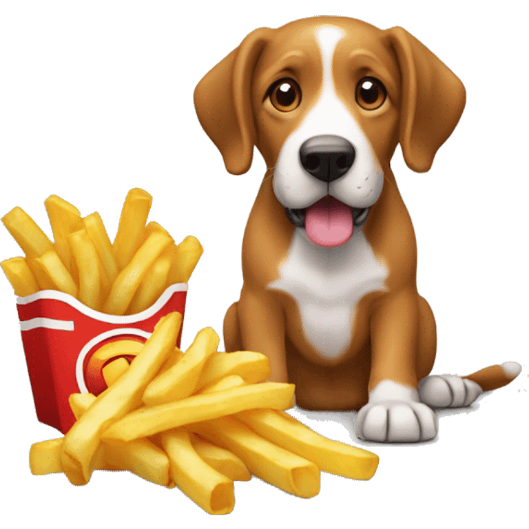 Un chien qui mange des frites emoji