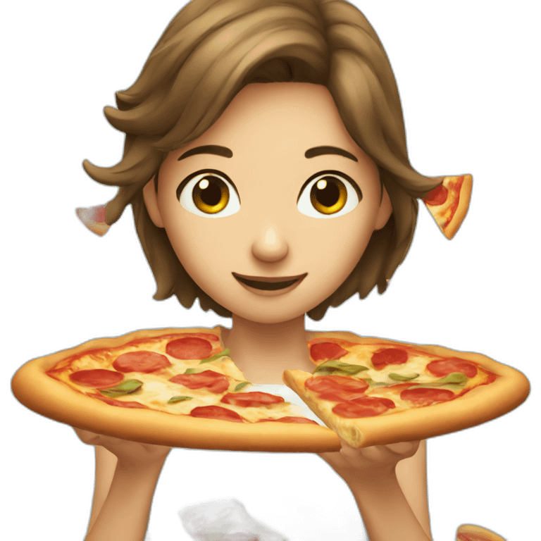 girl catching a pizza slice emoji