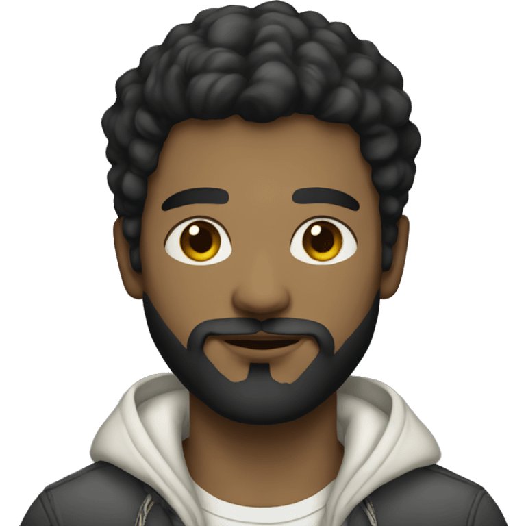 young white artist with black beard with baggy clothes emoji