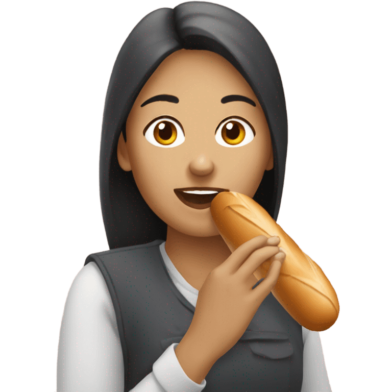 Woman eating baguette  emoji