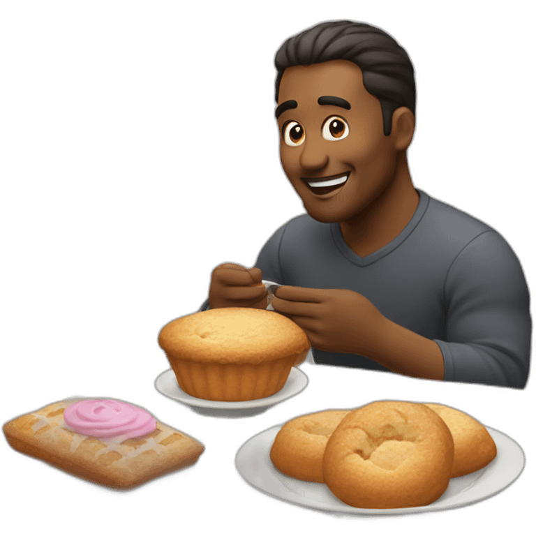 man eats baked goods emoji