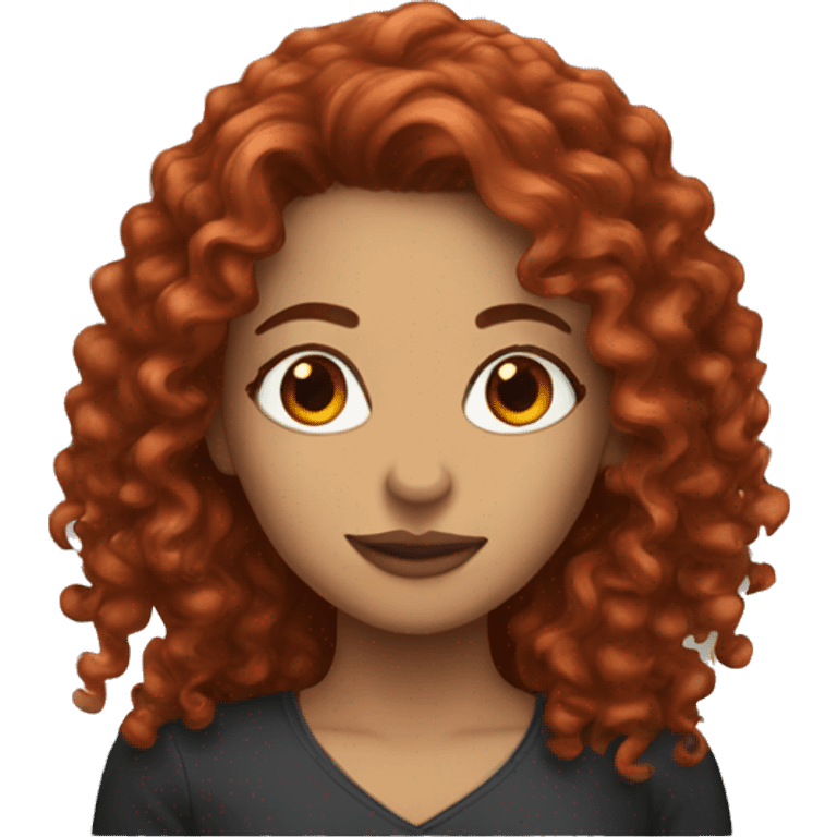 woman with red, long and curly hair and hazel eyes emoji