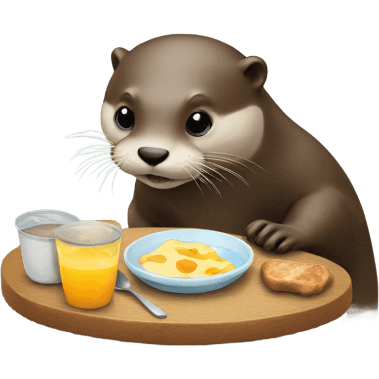 Otter having breakfast  emoji