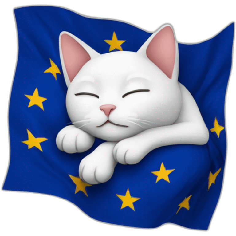 sleeping cat with Europe flag emoji