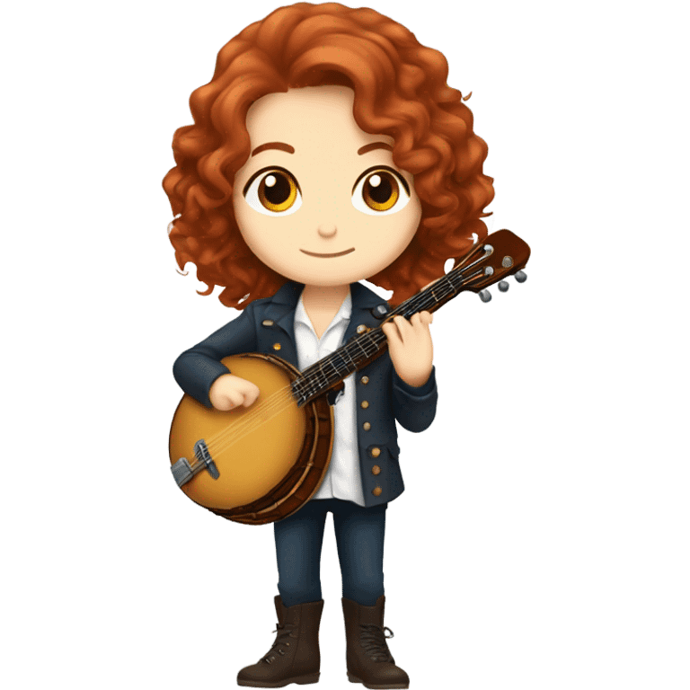 Vivaldi auburn hair chibi standing banjo  emoji