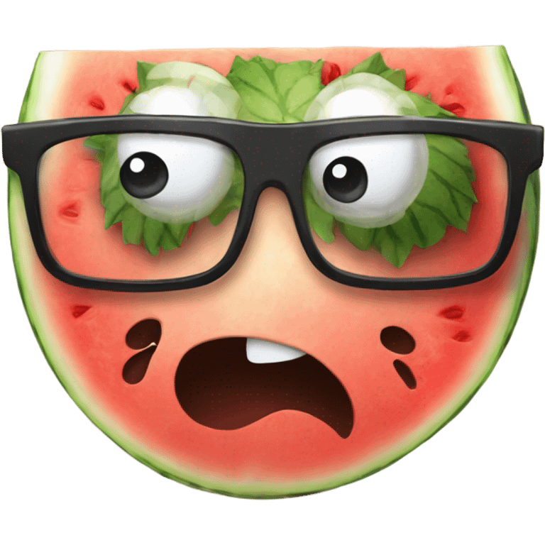 Confused watermelon with glasses  emoji