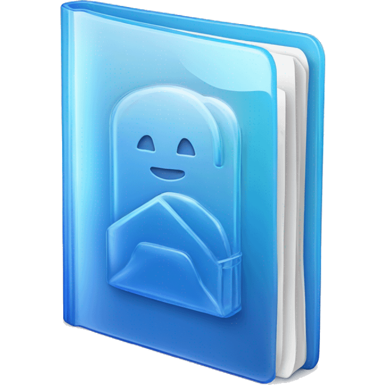 3d glass icon folder with documents in blue color, with ARCHV on the front emoji