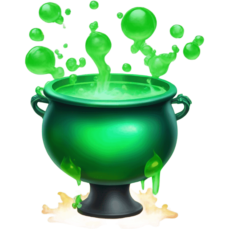 green magic cauldron with potion emoji