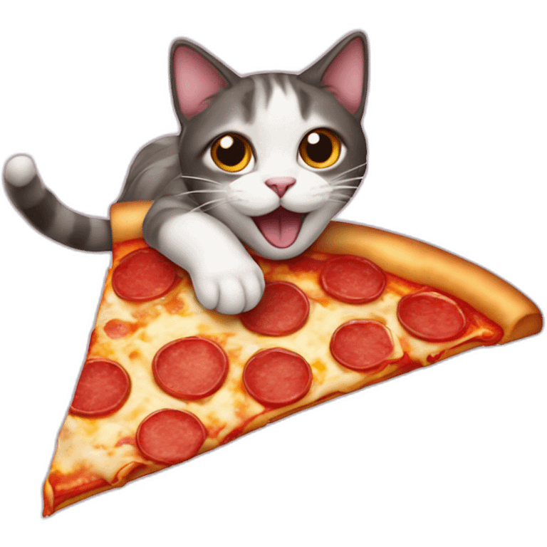 Cat flying on pizza emoji