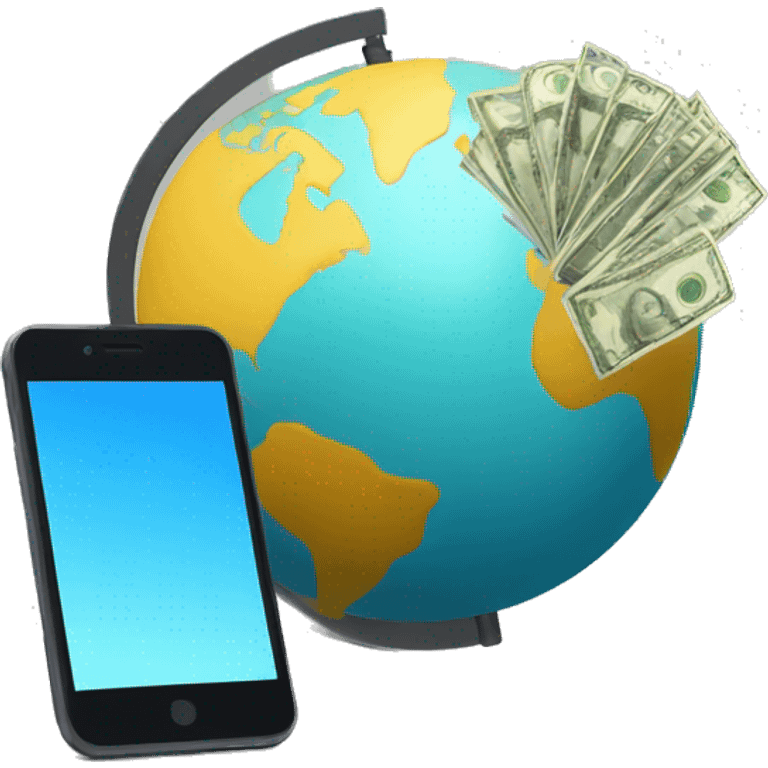 Globe with money and mobile device emoji