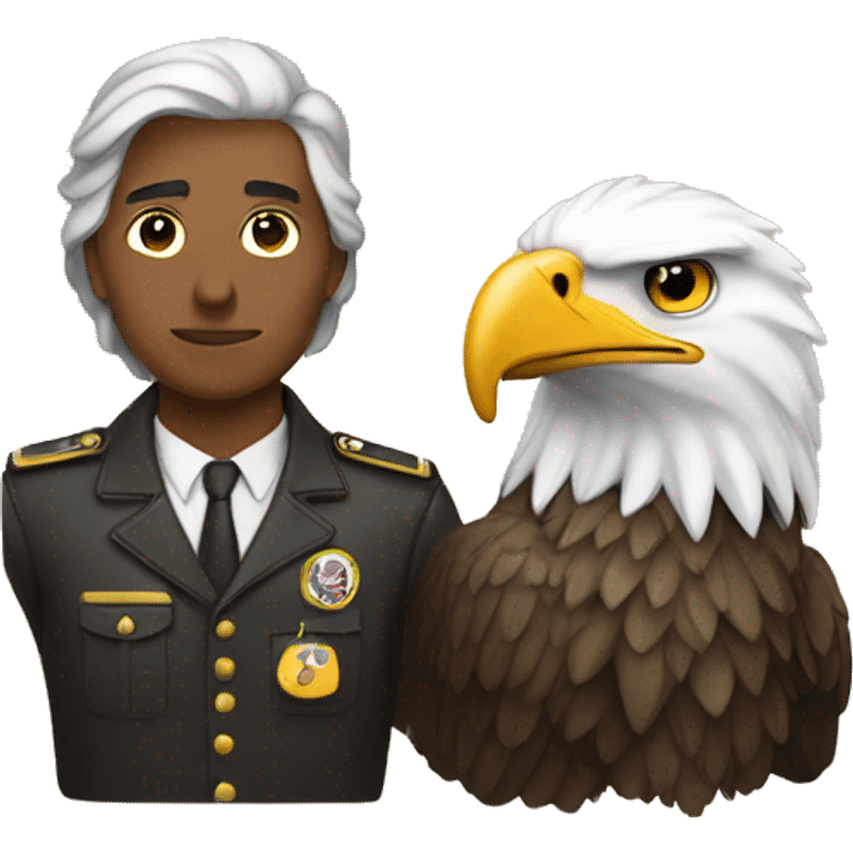 A person and an Eagle emoji