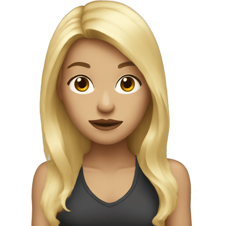 blonde girl with long hair and angs emoji