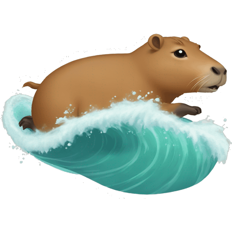 Capybara riding waves emoji